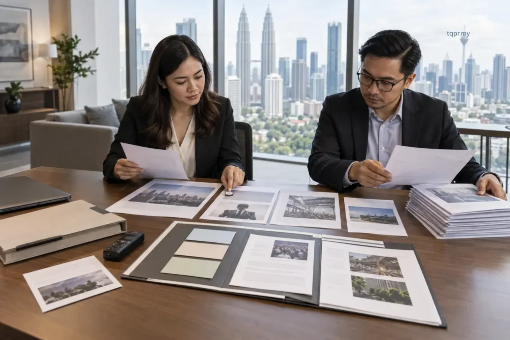 How to Measure Event PR Success: 9 Powerful Metrics Beyond Attendance 2 Malaysian PR analysts reviewing original media coverage for quality, accuracy and key-message pull-through after an event.