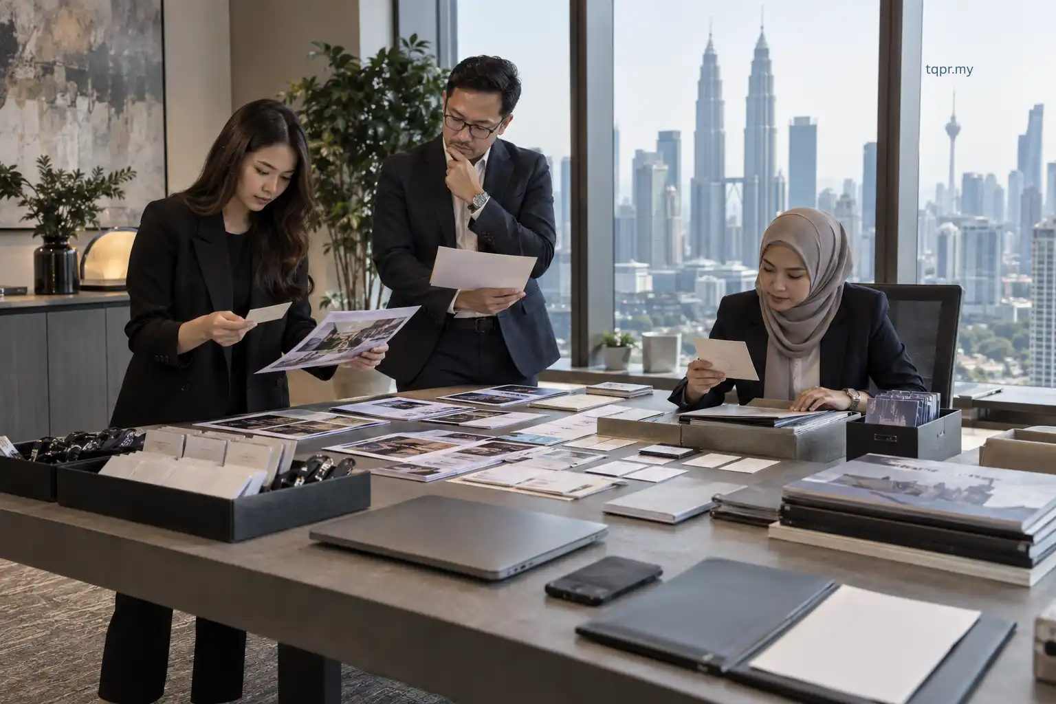 Malaysian PR team reviewing attendance quality, media coverage, follow-up actions and stakeholder outcomes after an event.