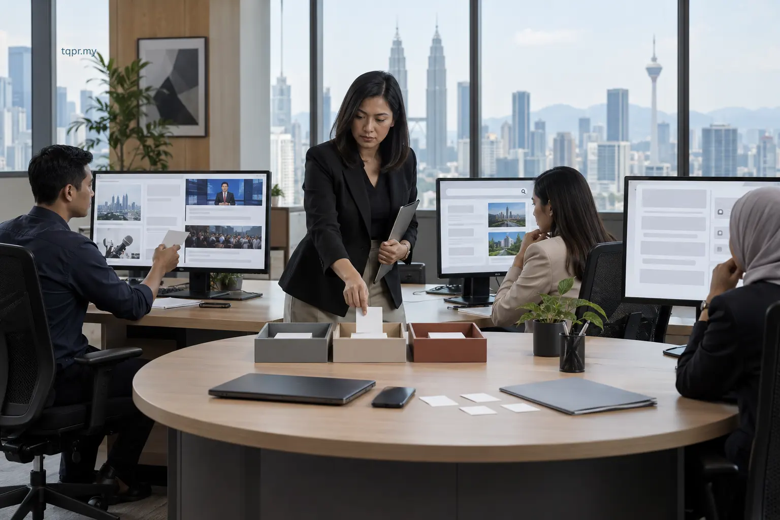 Malaysian communications team monitoring a brand across media coverage, search results and AI answers in one coordinated system.